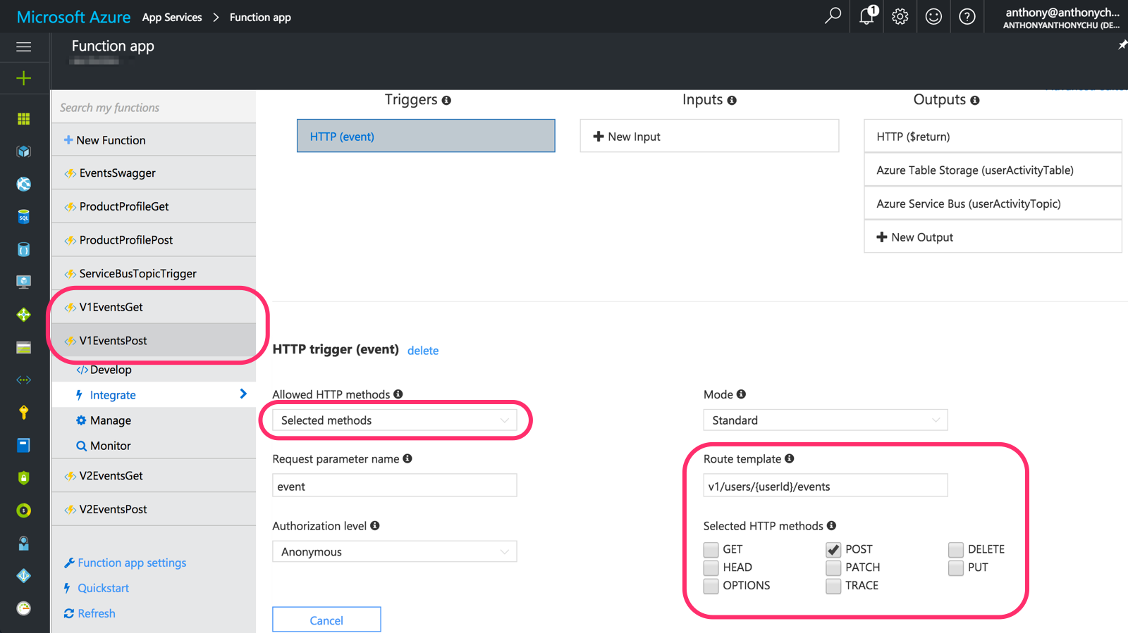 Azure Functions Routing